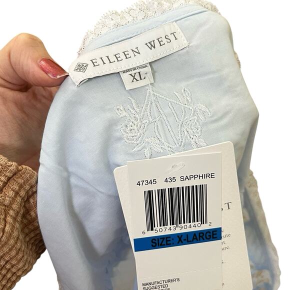 Eileen West Cotton Maxi Nightgown XL Blue Coquette Cottagecore Ruffle Prairie - Picture 6 of 9